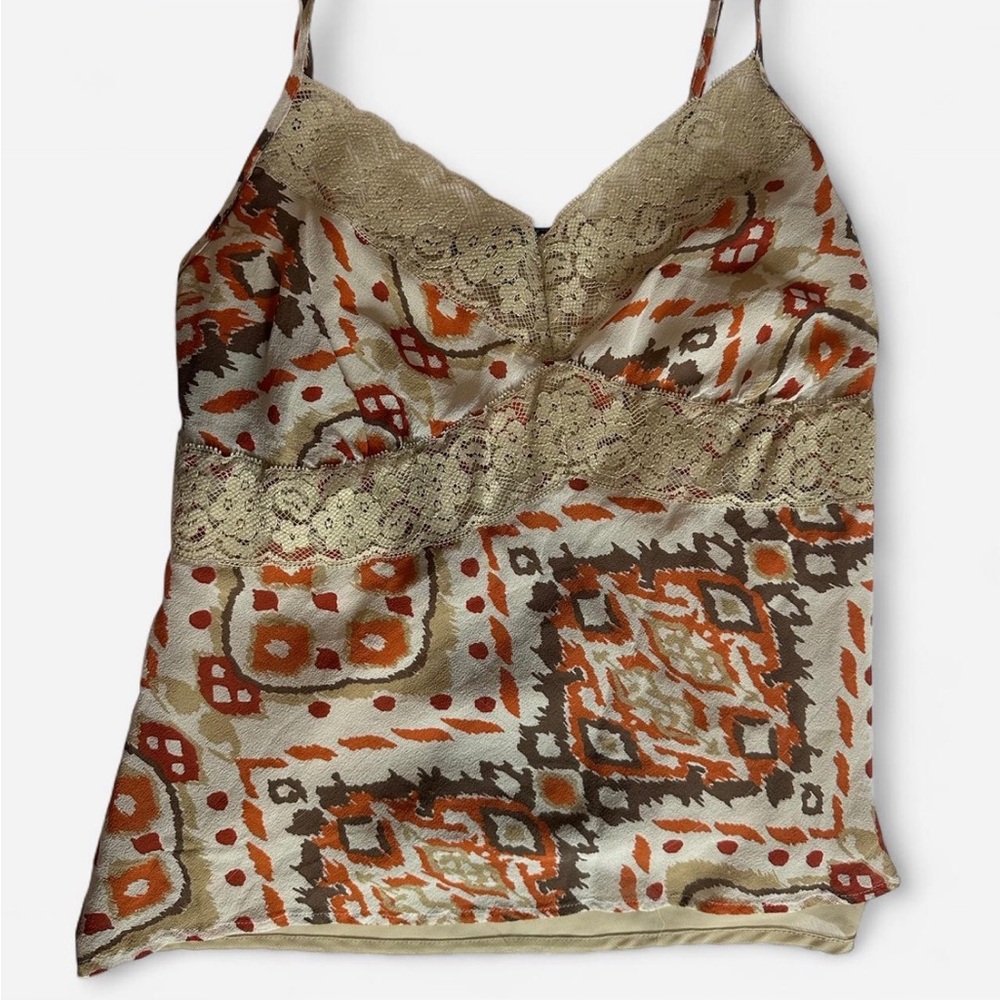 Daisy Fuentes Tan and Brown Fitted Embellished Camisole